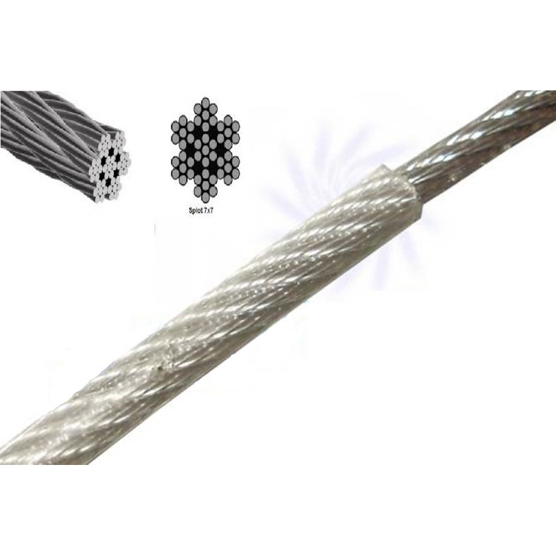 Din 3055 A4  fi 2,0/3,0 mm (splot 7x7 PCV PRZEZROCZYSTA) Linka Kwasoodporna Średnia PRZEZROCZYSTA