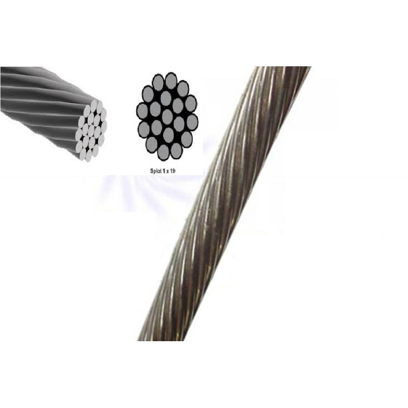 Din 3053 A4  fi 4,0 mm (splot 1x19 ) Linka Kwasoodporna Twarda Wantowa