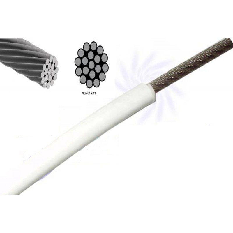 Din 3053 A4  fi 3,0/5,0 mm (splot 1x19 PCV BIAŁA) Linka Kwasoodporna Twarda BIAŁA