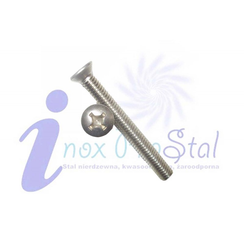 Din 966 A2 M 5x 8 Wkręt Metr. Krzyżak Socz.-Stożkowy Inox
